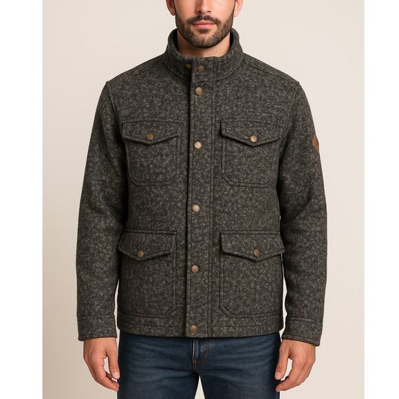 Eddie Bauer Black Gray Heathered Knit Jacket Men’s Size Medium - Picture 1 of 13